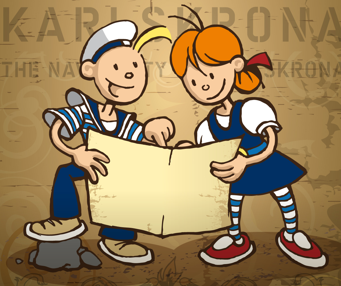 Följ med Frasse och Klaura på en skattjakt i världsarvets Karlskrona.