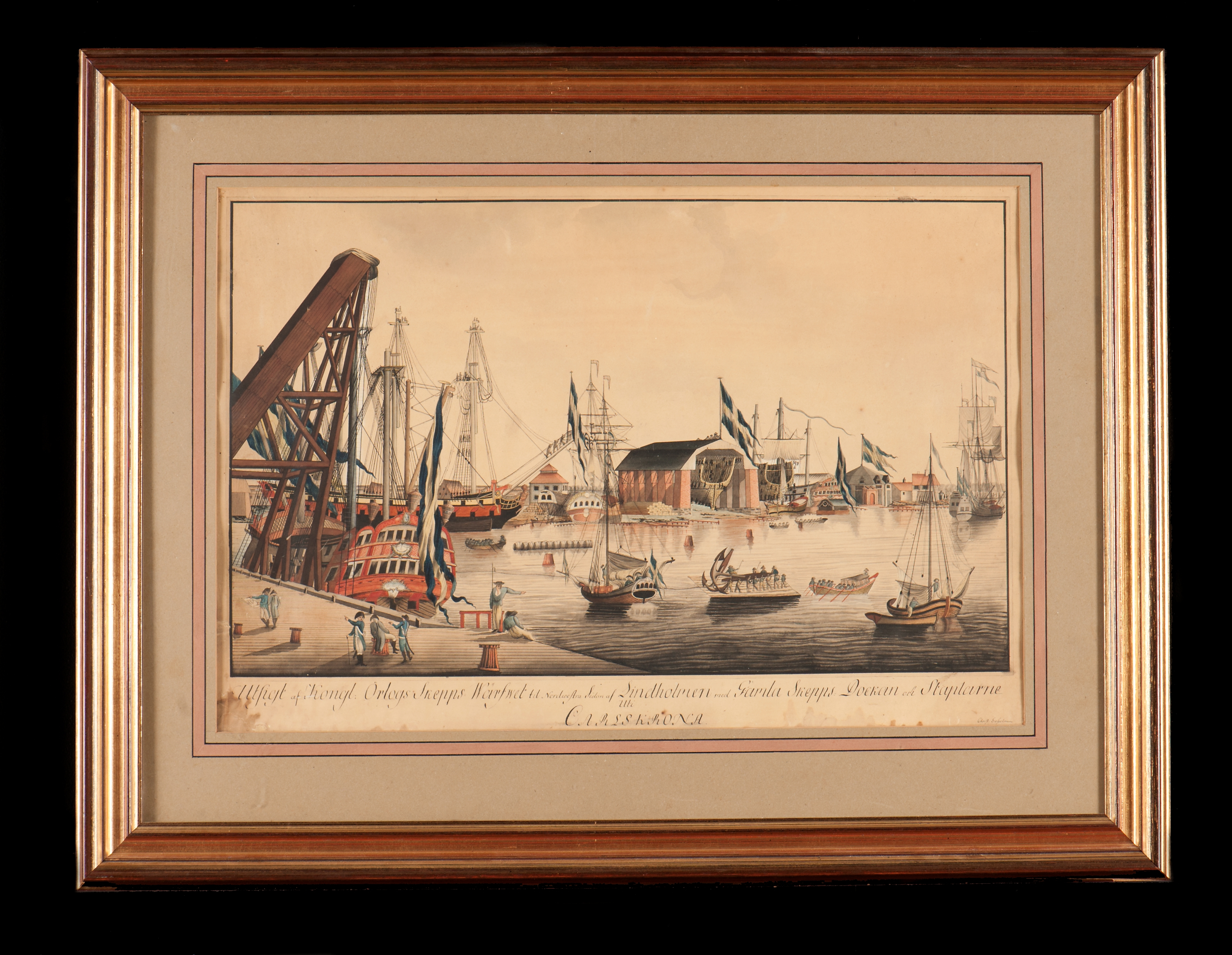 Varvsbild från Karlskrona, sannolikt hösten 1782